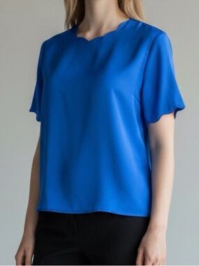 Vintage Sara Stephen Scalloped Satin Blouse